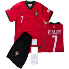 Portekiz Ronaldo 7 Numara Çocuk Forma Takımı 4'lü Set Çorap+Bileklik Hediyeli