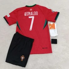 Portekiz Ronaldo 7 Numara Çocuk Forma Takımı 4'lü Set Çorap+Bileklik Hediyeli