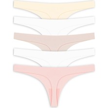 Cottonhill Basic Lazer Kesim Tanga Külot 5'li Paket Renkli %80 Polyamid %20 Likra Kadın İçin