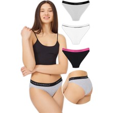 Cottonhill Beauty Cottonhill Pamuklu Basic Kadın Bikini Külot 3'lü Paket - 4