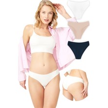Cottonhill Klasik Basic Lazer Kesim Bikini Külot 3'lü Paket - 2