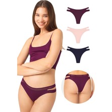 Cottonhill Çift File Lastikli Lazer Kesim Brezilya Külot 3'lü Paket