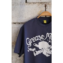 Grease Monkey Motorcycle Unisex Lacivert Oversize Tişört