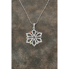 7 Çakra Taşlı Kolye Çiçek Motifli 236-C4