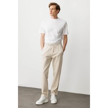 Erkek Cep Yanı Kumaş Eşofman Altı A.ekru