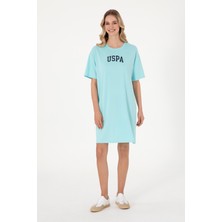 U.S. Polo Assn. Kadın Aqua Modal Karışımlı Bisiklet Yaka Mini Boy Örme Elbise 50306675-VR007