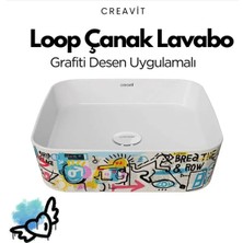 Creavit Loop Kare Çanak Lavabo 40 cm Grafiti Desen Uygulamalı LP040