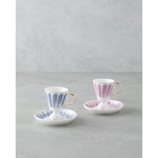 Winnie Porselen 4 Parça 2 Kişilik Kahve Fincan Takımı 90 ml Pembe - Mavi