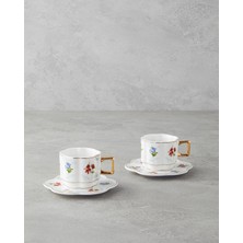 Celestia Porselen 4 Parça 2 Kişilik Kahve Fincan Takımı 90 ml Renkli