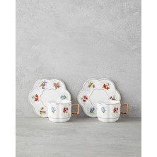 Celestia Porselen 4 Parça 2 Kişilik Kahve Fincan Takımı 90 ml Renkli