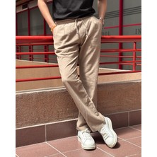 Erkek, Bel lastikli, Geniş kesim, Keten dokuma, pamuklu, pileli pantolon 302