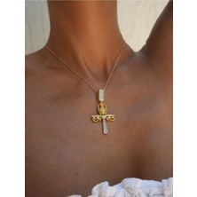 Kadın Gümüş Kolye - Ankh Mısır Scarab 925 Ayar Kolye - Işıklı Kutuda