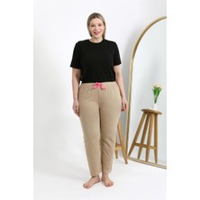Moda Serdem Kadın Pamuklu Büyük Beden Alt Pijama 27559 Bej