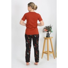 Moda Serdem Kadın Kısa Kol Pamuk Penye Pijama Takım Kremit 4214