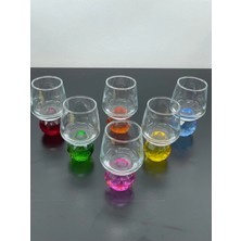 6 Kişilik Cam Renkli Elmas Ayaklı Kahve Yanı Bardağı Bardak 50ML