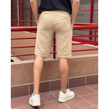 Erkek, Bel Lastikli, Regular Fit, Müslin Dokuma, %100 Pamuk, Yazlık Şort-Bermuda 303