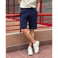 Erkek, bel lastikli, Regular Fit, Müslin dokuma, %100 pamuk, yazlık şort-bermuda 303