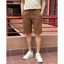 Erkek, bel lastikli, Regular Fit, Müslin dokuma, %100 pamuk, yazlık şort-bermuda 303