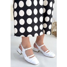 Doran Beyaz Cilt Topuklu Ayakkabı