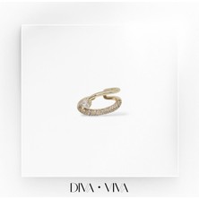 Diva Viva - Damla Taş Detaylı Çift Sıra Kadın Kıkırdak Küpe - Lumiduo Earcuff