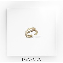 Diva Viva - Damla Taş Detaylı Çift Sıra Kadın Kıkırdak Küpe - Lumiduo Earcuff
