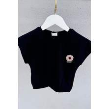 Cotton Nakış Detaylı Kız Çocuk Lastikli Tişört
