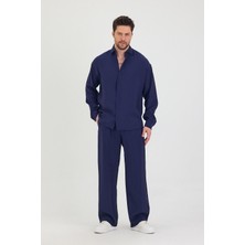 Erkek Oversize Rahat Kalıp Gömlek-Pantolon Alt-Üst Takım