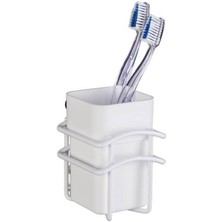 Saban Classic Plus Diş Fırçalık – Beyaz Plastik Hazne , Paslanmaz Çelik Gövde  8 x 11 x 10 cm