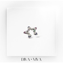 Diva Viva - Renkli Taşlı Yıldız Kadın Kıkırdak Küpe - Aurastar Earcuff