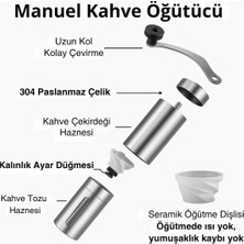 Kahve Değirmeni – Manuel, 304 Çelik Gövde, Seramik Dişli, Ayarlanabilir Öğütme Satıcının Ortalama Ürün Puanı 5.0