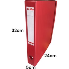 Dirilim Plastik Arşiv Kutusu ve Arşiv Klasörü Set 42X35*30 ve 24X5X32 7ADET Set Kırmızı Klasör Kutusu Plastik