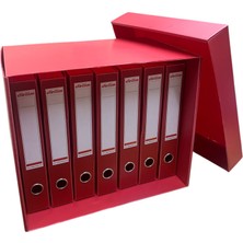 Dirilim Plastik Arşiv Kutusu ve Arşiv Klasörü Set 42X35*30 ve 24X5X32 7ADET Set Kırmızı Klasör Kutusu Plastik