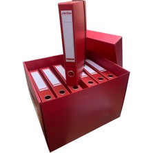 Dirilim Plastik Arşiv Kutusu ve Arşiv Klasörü Set 42X35*30 ve 24X5X32 7ADET Set Kırmızı Klasör Kutusu Plastik