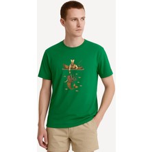 Mythical Istanbul Elowen Yeşil Erkek Tasarım Tişört Bisiklet Yaka Pamuklu Tshirt