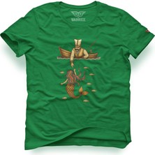 Mythical Istanbul Elowen Yeşil Erkek Tasarım Tişört Bisiklet Yaka Pamuklu Tshirt