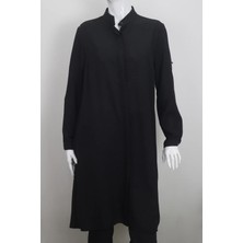 Klapa Fistan Store Kadın Siyah Düz Spor Kesim Rahat Kalıp Büyük Beden Yazlık Tunik