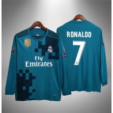 R.e.a.l M.a.d.r.i.d 2017/18 Sezonu Cristiano Ronaldo Deplasman Turkuaz Yetişkin Uzun Kol Forma