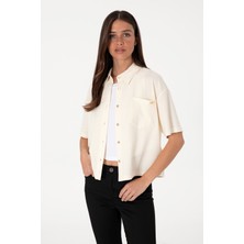 U.S. Polo Assn. Kadın Krem Örme Gömlek 50299843-VR071