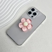 Microcase 3D Çiçek Tasarımlı 3m Yapıştırmalı El Parmak Tutucu Cep Telefonu Tutacağı Popsocket Pembe - AL5246