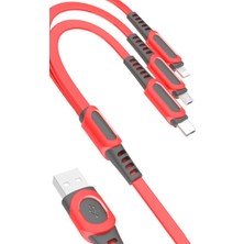 Vivo Y16 Y17S Y21 Y21A Y21S Y22 Y22S Şarj Kablosu 3in1 (Type-C-Lihgtning-Micro) 1.3m 3A