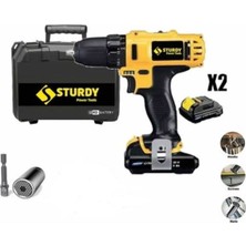 Sturdy 20V 5AH Çift Akülü Darbeli Soketli Matkap