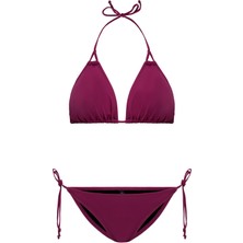 Aquaviva Kadın Mürdüm Stella Boyundan Bağlı Yanı Ipli Üçgen Bikini Takımı