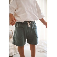 Yeşil Basic Cepli Çocuk Şort