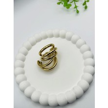 Üç Sıra Halka Görünümlü Çelik Küpe 3cm