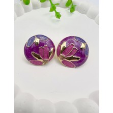 Çiçek Motifli Özel Seri Küpe (Mor)