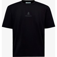 Cotton T-Shirt With Bonded Details And Hot Finish Black