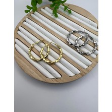 925S Kare Boncuklu Halka Küpe 3cm