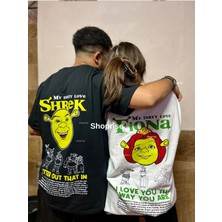 Trend 14 Şubat Sevgililer Günü Fiona&shrek-Eşek Baskılı Couple Çift Sevgili T-Shirt