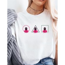 Oversize Squid Game Dizi Film Oyun Kırmızı Işık Yeşil Işık Kore Tasarımlı T-Shirt