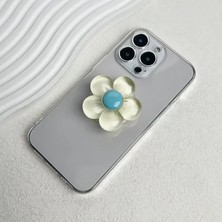 Microcase 3D Çiçek Tasarımlı 3m Yapıştırmalı El Parmak Tutucu Cep Telefonu Tutacağı Popsocket Sarı - AL5246